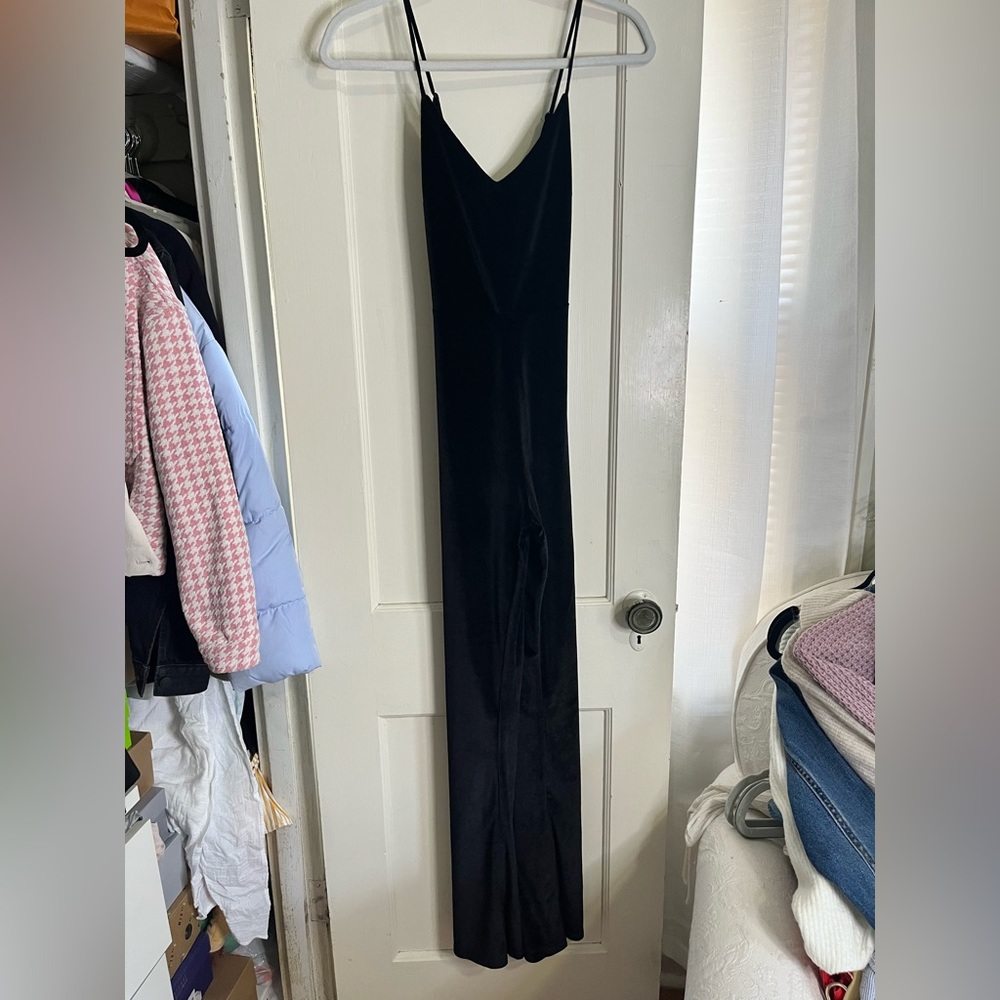 Black velvet jumpsuit